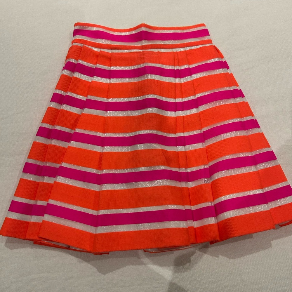 Marc By Marc Jacobs Neon Orange and Neon Pink Striped Mini Skirt